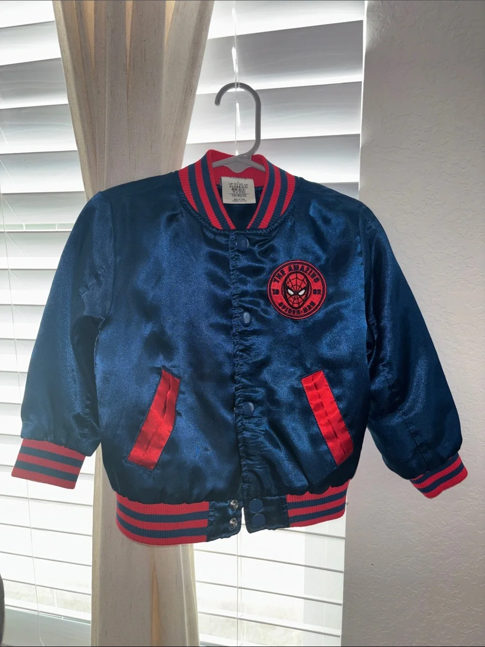 Satin Disney Navy and Red Spider-Man Kids Bomber Jacket